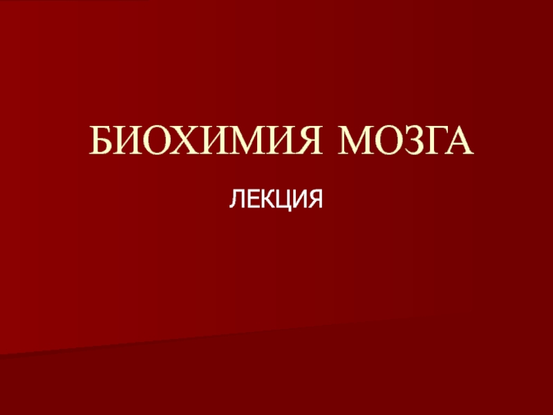 БИОХИМИЯ МОЗГА 