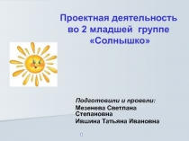 Проектная деятельность во 2 младшей группе Солнышко