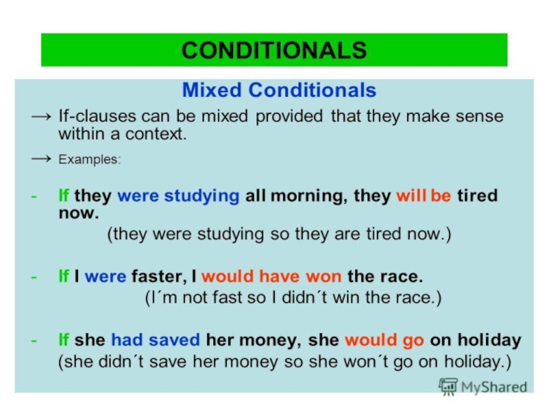 Mixed conditionals презентация