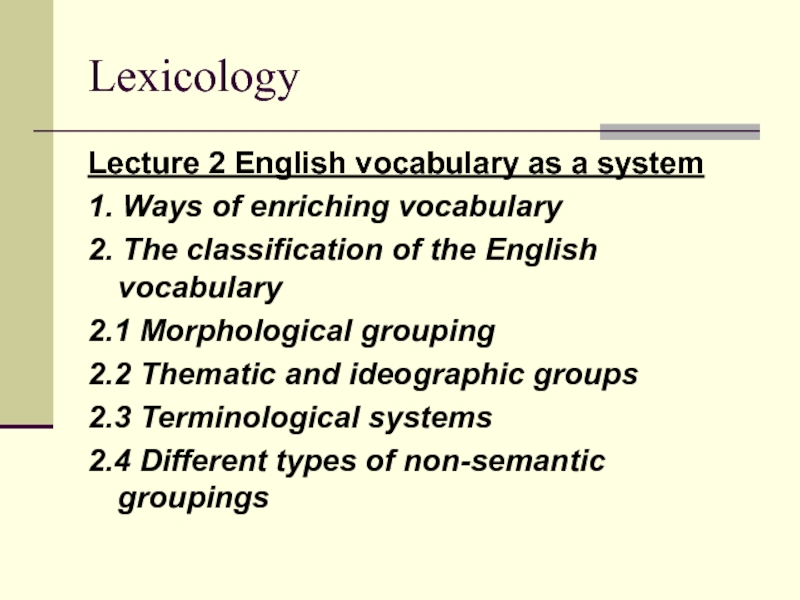 Презентация Lexicology