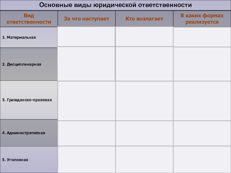 Виды юридической ответственности 10 класс презентация