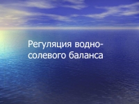 Регуляция водно-солевого баланса презентация, доклад