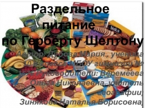 Раздельное
питание
по Герберту Шелтону
Автор: Дубова Мария, ученица 10 в класса