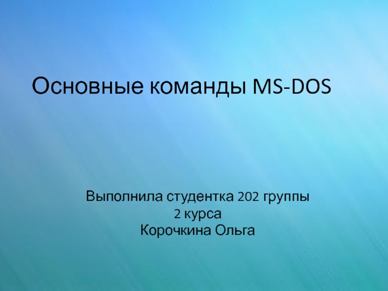 Основные команды MS-DOS