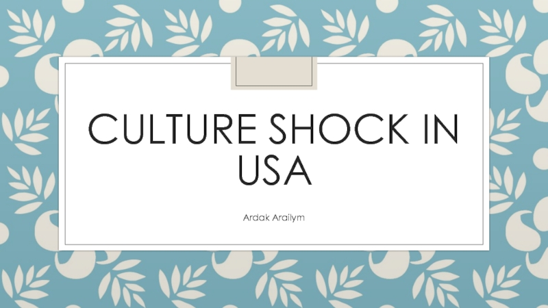 culture shock in UsA