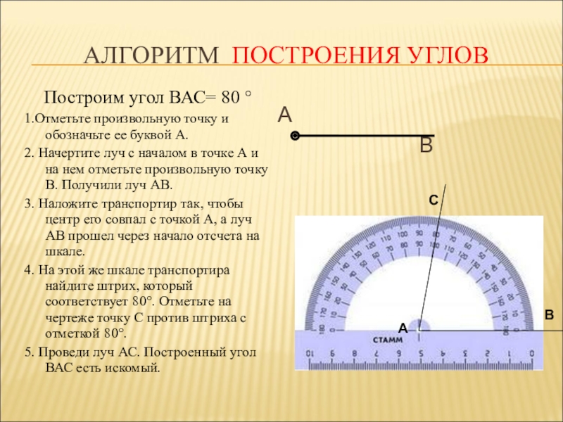 Построение углов с помощью транспортира 5 класс презентация