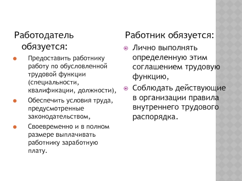 Заработную плату а работник обязуется. Работник обязуется. Работодатель обязуется предоставить работнику. Работодатель обязуется предоставить работнику работу в должности. Работник обязуется выполнять.