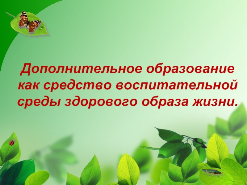 Презентация Дополнительное образование как средство воспитательной среды здорового образа жизни