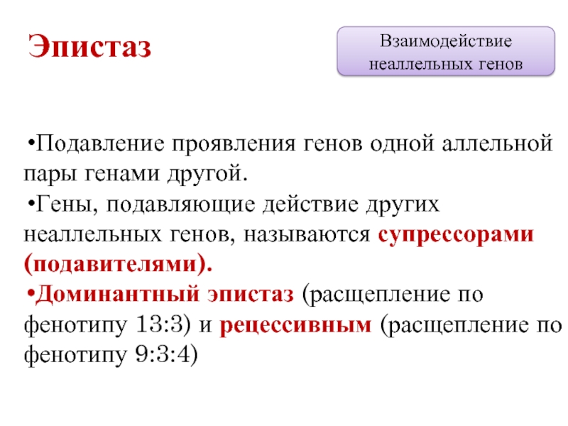 Как называть гену. Взаимодействие неаллельных генов эпистаз. Эпистаз расщепление. Рецессивный эпистаз расщепление по фенотипу.