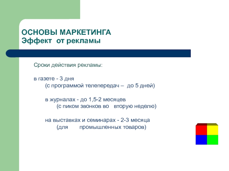 Дня основа. Маркетинговый эффект. Основы рекламы и маркетинга. Последствия маркетинга. Срок действия рекламы.