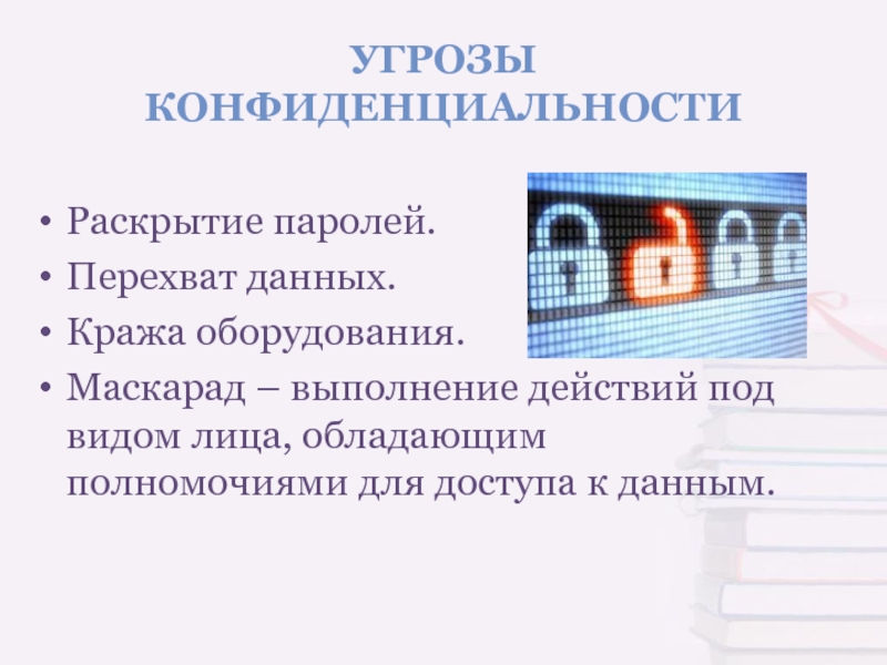 Раскрыть обладать. Раскрытие конфиденциальных данных. Перехват данных. Перехват паролей. Угрозы конфиденциальности.