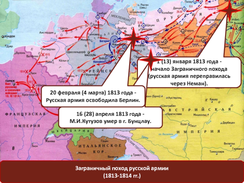 Русский заграничный поход 1813 1814. Заграничные походы русской армии в 1813 – 1814 гг.. Заграничный поход русской армии в 1813-1814 году карта. Заграничный поход русской армии 1813 года. Кутузов 1813 год заграничный поход.