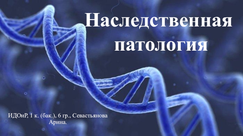 ИДОиР, 1 к. (бак.), 6 гр., Севастьянова Арина.
Наследственная патология