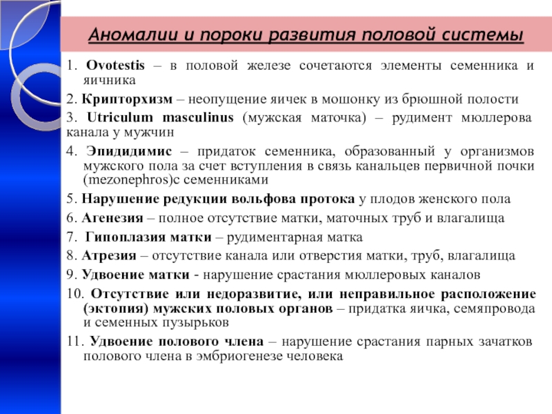 Аномалии развития мужских половых органов