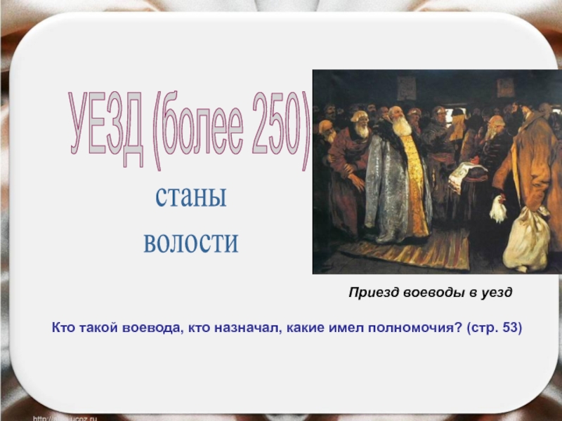 Приезд воеводы. Приезд воеводы на кормление.