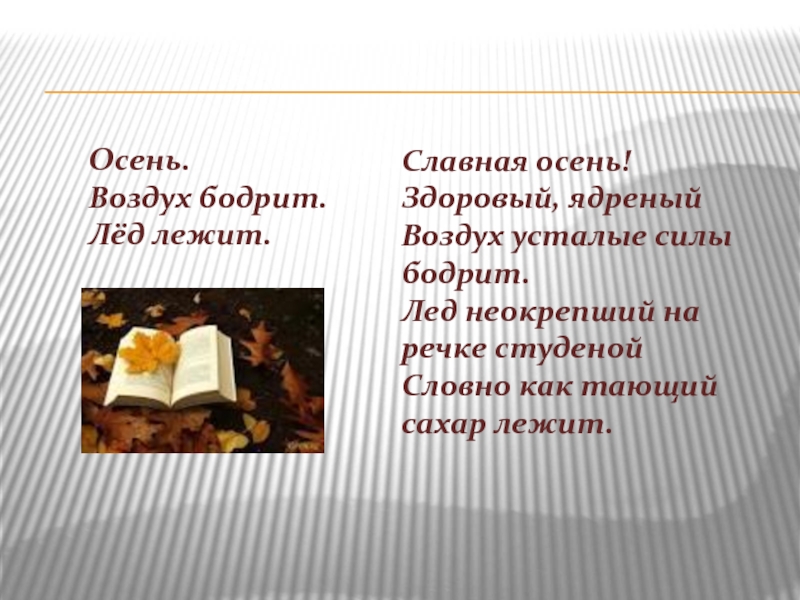 Воздух усталые силы. Славная осень здоровый ядреный воздух размер. Бодрящий осенний воздух.