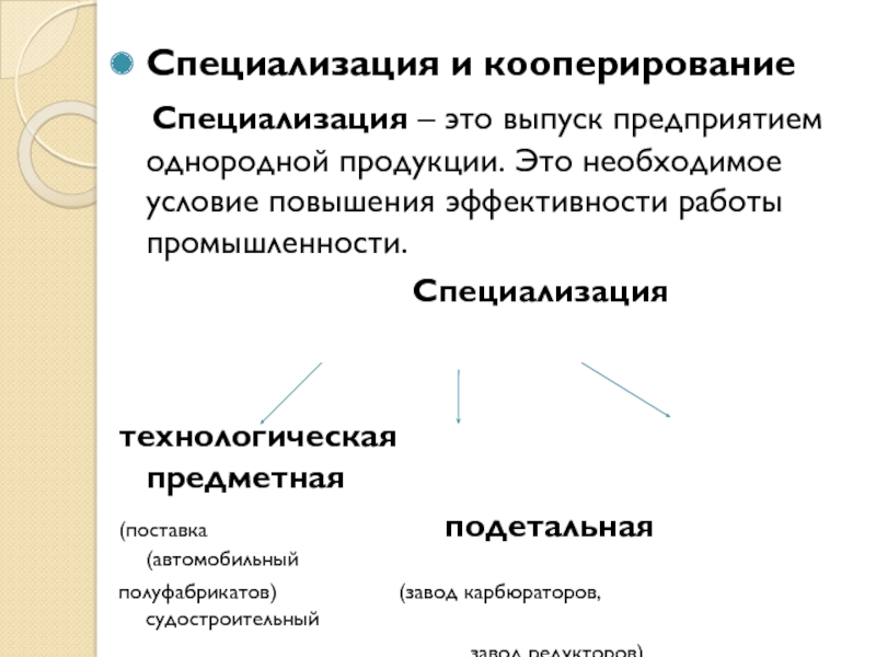 Кооперирование это. Выпуск предприятием однородной продукции.