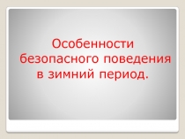 Особенности безопасного поведения
в зимний период