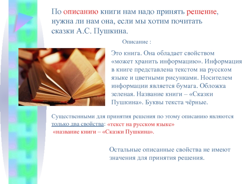 Текст описание книги. Свойства книги. Свойства книги Информатика. Какими свойствами обладает книга. Описание основных свойств книги.