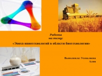 Выполнила: Усеналиева Алия
Эпоха нанотехнологий в области