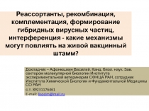 Реассортанты, рекомбинация, комплементация, формирование гибридных вирусных