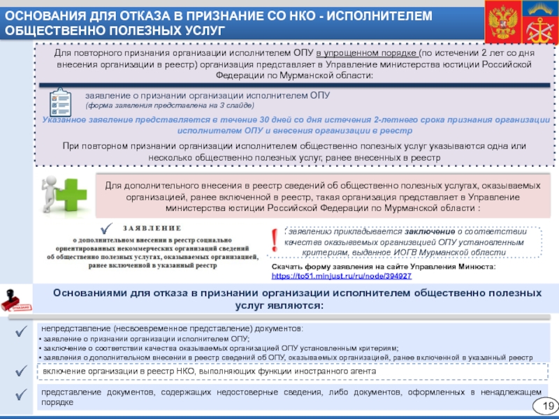 Социальный реестр. Основания отказа для внесения сведения в реестр. Заключение о соответствии СОНКО соц. Заключение на участие в управлении некоммерческой организацией. Документ о признании СОНКО.