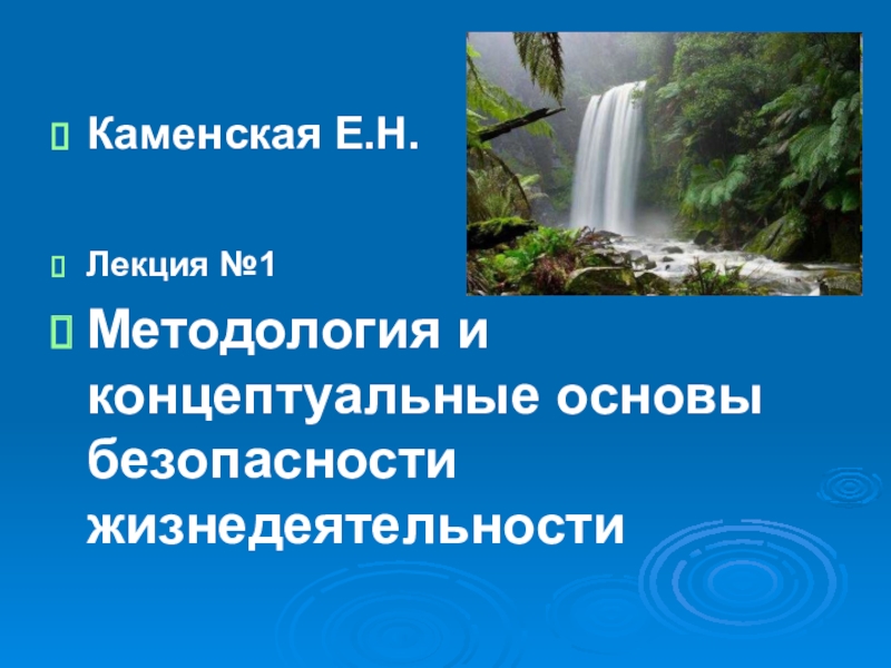 Каменская Е.Н.
Лекция №1
Методология и концептуальные основы безопасности