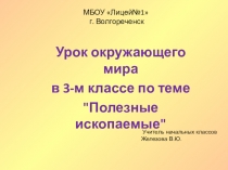 Презентация к уроку Полезные ископаемые