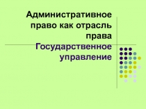 Административное право как отрасль права Государственное управление