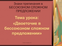 Двоеточие в бессоюзном сложном предложении