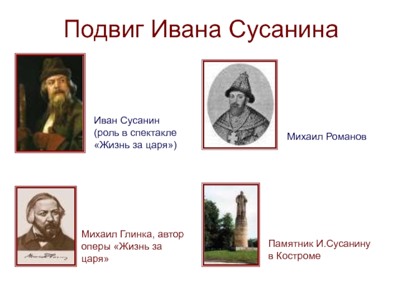 Подвиг сусанина где. Иван Сусанин подвиг Глинка. Герой Иван Сусанин. Подвиг Ивана Сусанина. Иван Сусанин и Михаил Романов.