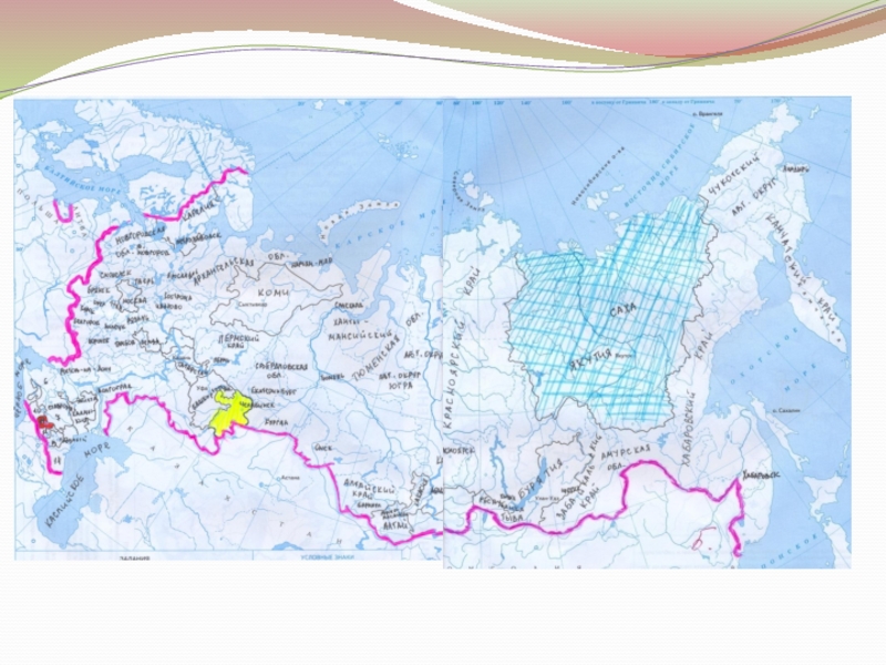 Контурная карта россии подписанные города