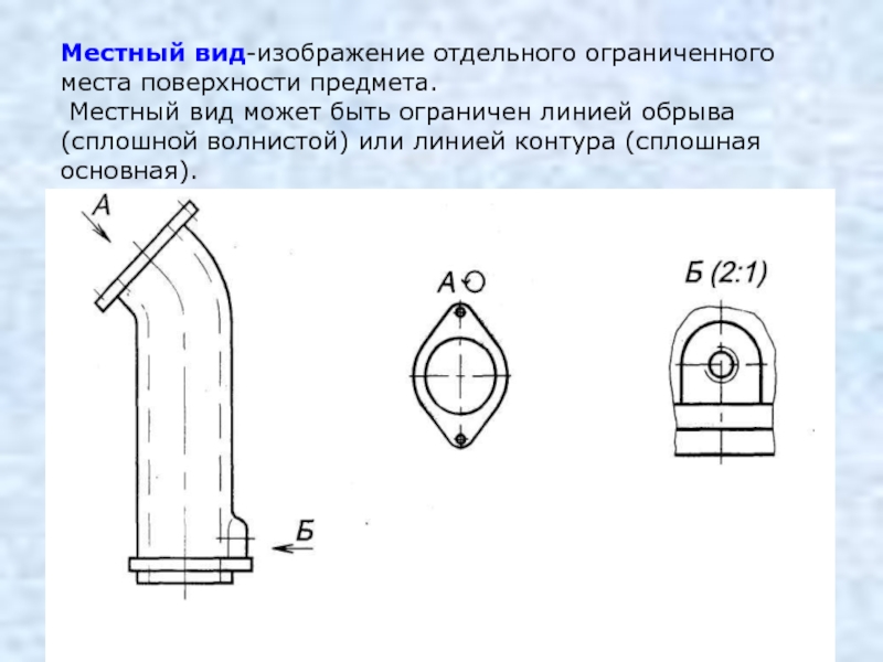 Изображение ограниченного места поверхности предмета называется. Местный вид изображение отдельного. Изображение отдельного ограниченного места поверхности. Изображение ограниченного места поверхности предмета.. Местный вид ограниченный линией обрыва.