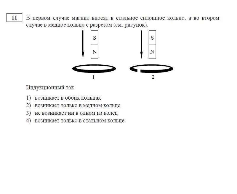 На рисунке 1 представлены схемы двух опытов в первом случае магнит вносят в сплошное алюминиевое