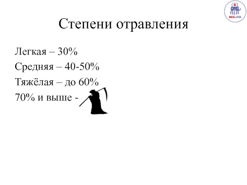 Что такое ОМХ и с чем это едят? Степени отравленияЛегкая – 30%Средняя – 40-50%Тяжёлая – до 60% 70% и выше - Степени отравленияЛегкая – 30%Средняя – 40-50%Тяжёлая – до 60% 70% и выше -