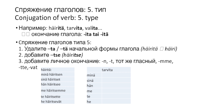 Типы глаголов финский. Типы глаголов в финском языке. 5 Тип глаголов в финском языке. Окончания глаголов в финском языке. Типы глаголов в финском языке 6 Тип.