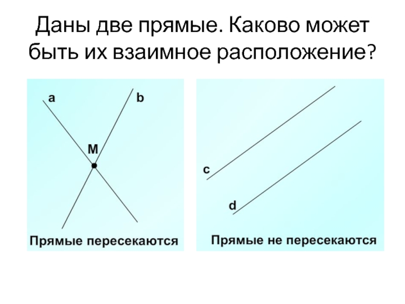 Презентация Определение параллельных прямых. Признаки параллельных прямых