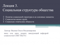 Лекция 3. Социальная структура общества