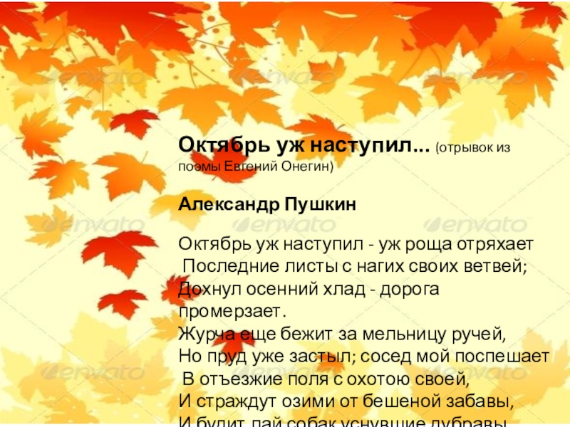 Осенний отрывок. Октябрь уж наступил. Стихотворение октябрь уж наступил. Стих Пушкина про октябрь. Октябрь уж наступил уж роща отряхает последние листы.