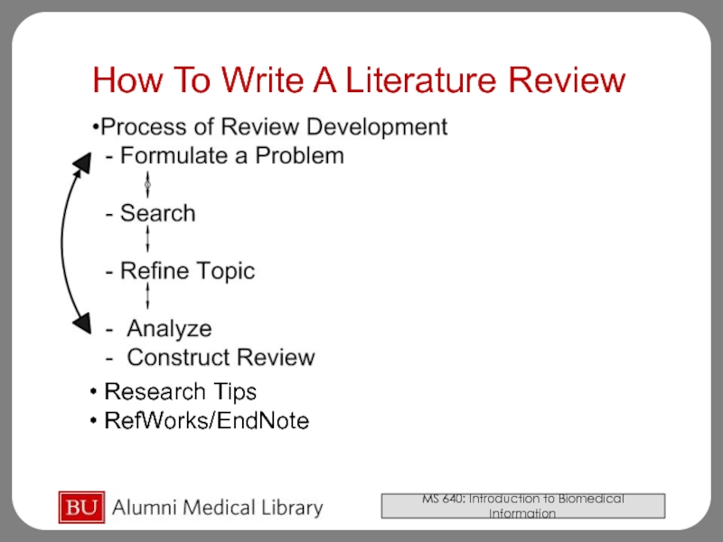 Research Tips
RefWorks/EndNote
How To Write A Literature Review