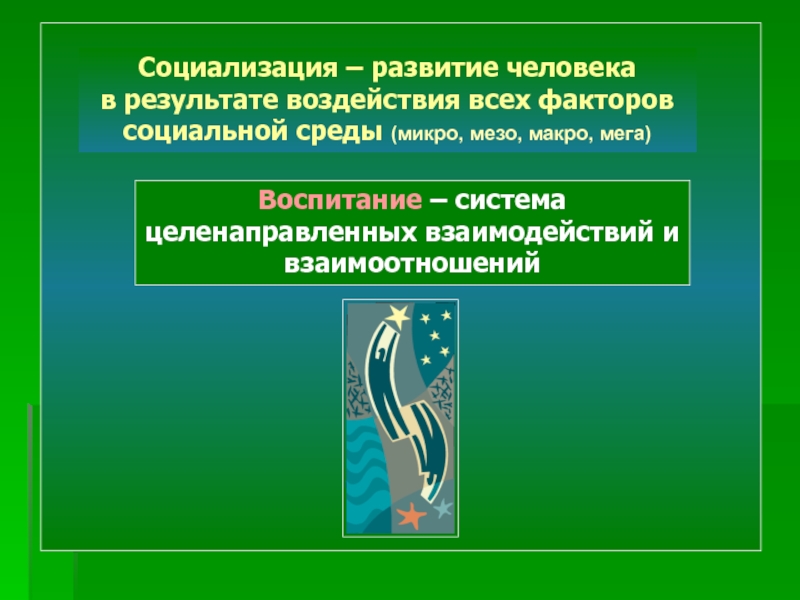 Формирование социализации личности. Социализация происходит в результате целенаправленного воздействия. Влияние среды мега макро мезо микро на развитие личности. Социализация инвалидов факторы макро, мезо. Факторы развития личности макро мега мезо и микро примеры.