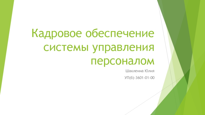 Презентация Кадровое обеспечение системы управления персоналом