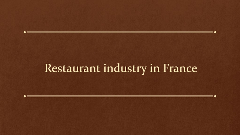 Restaurant industry in France