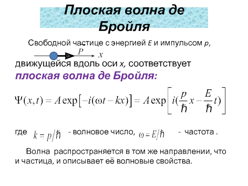 Уравнение волны л. де Бройля. Формула плоской волны де Бройля. Волны де Бройля формула функции. Интенсивность волны де Бройля формула.