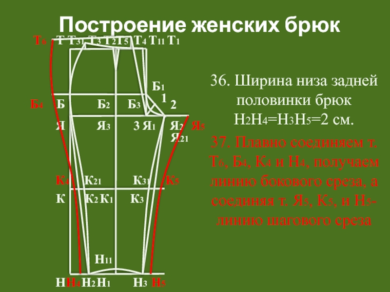 Построение чертежа женских брюк