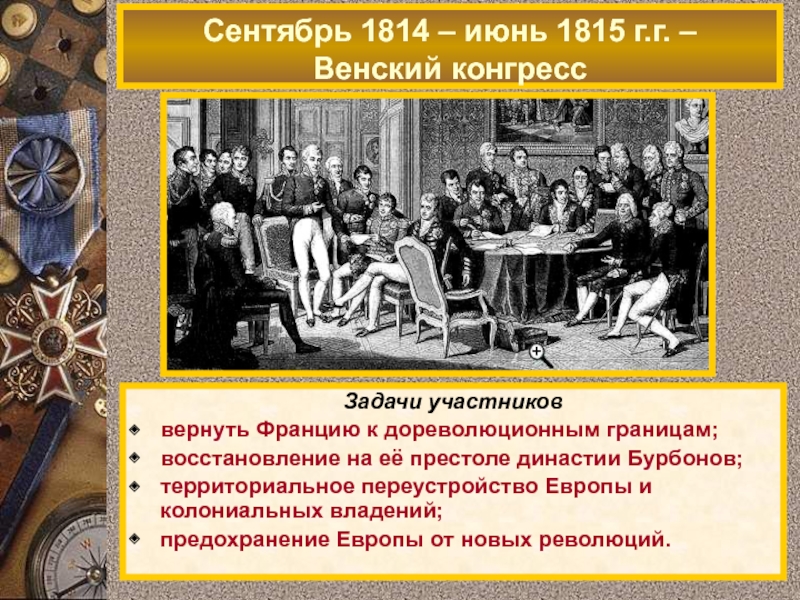 Венский конгресс и послевоенное устройство европы презентация 8 класс