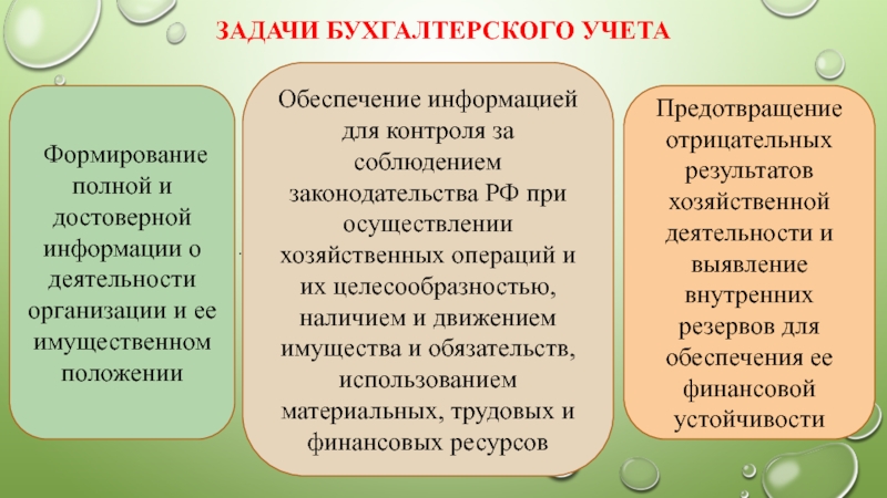 Задачи бухгалтерской информации