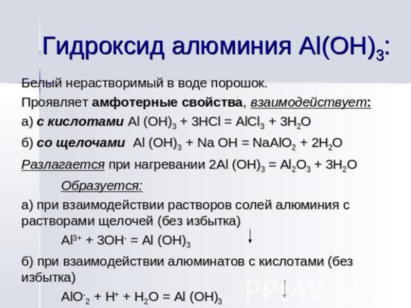 Гидроксид алюминия взаимодействует с растворами