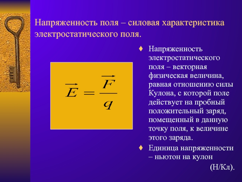 Напряженность электростатического поля презентация