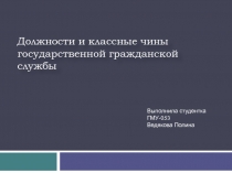 Должности и классные чины государственной гражданской службы
Выполнила